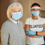 volunteers wearing face masks