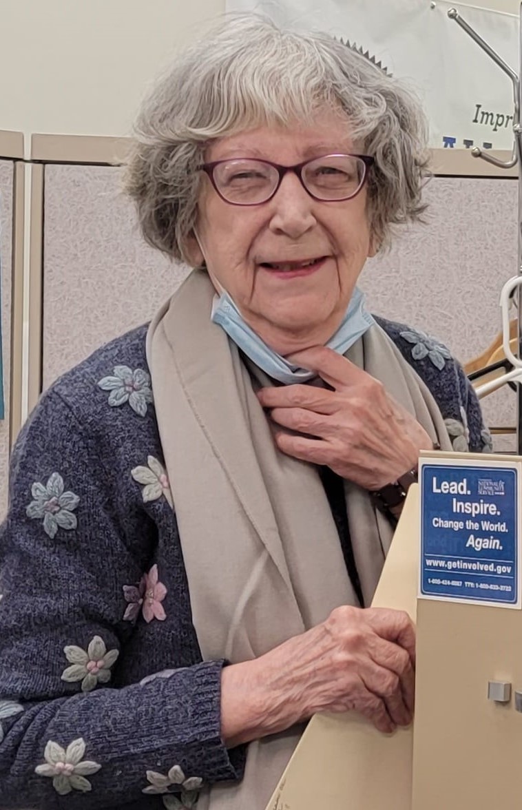 volunteer working in an office